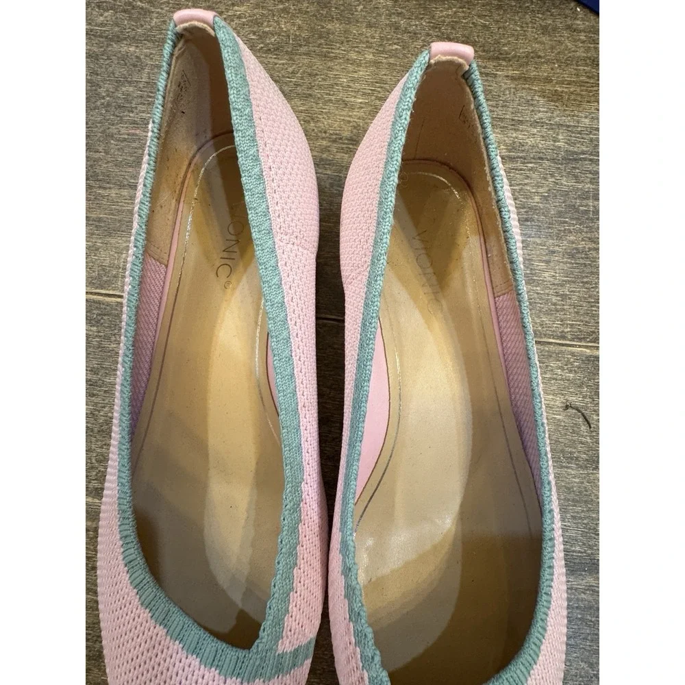 Vionic Pastel Pink Mesh Flat with Mint Trim - Picture 8 of 11